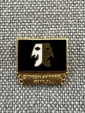 Vintage Screen Actors Guild SAG Comedy Tragedy Mask Enamel  1/2” Pin Gold Tone picture