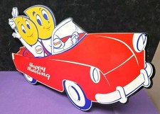 Vintage Sign Esso Oil Drop Convertable Car 24
