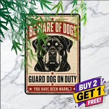 Beware Of Dog Rottweiler Security Guard Warning Metal Tin Sign Fence Gate Plaque picture