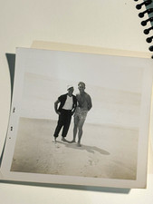 Vintage Black & White Beach Photograph of Two Men, 1954 Gay Memorabilia picture