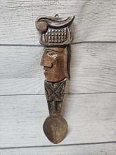 Vtg Wooden Spoon Tiki-Style Carved Wall Decor - SMALL 9.5