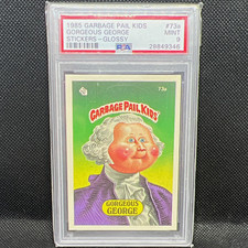 1985 Topps Garbage Pail Kids Gorgeous George #73a, Glossy Sticker, PSA 9 picture