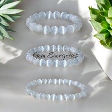 Selenite Bracelet Selenite Gemstone Bracelet Chakra Reiki Healing 6, 8, 10mm. picture