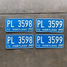2x MARYLAND 1971 Sequential License Plate Pair PL 3598 / PL 3599 1975 Stickers picture