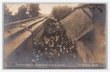 BURLINGTON CB&Q Railroad Depot RPPC ~ O'Neill Nebraska ~ registration day picture