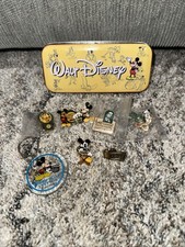 Lot Of 7 Disney Pins 1 Keychain And 1 Small Store Tin  picture