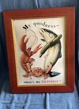 Metal Tin In Wood Frame My Goodness Where’s The Guinness Bar Vintage picture