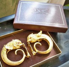 RARE VINTAGE EARRINGS MAISON DE FOU red eye box lot jewelry COUTURE fish dolphin picture