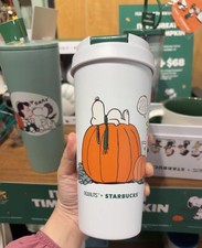 Starbucks x Peanuts Snoopy Woodstock Great Pumpkin Stainless Steel Tumbler 16oz picture