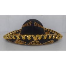 Salazar Yepez Vintage Mexican SombreroGold Black Velvet Charro Mariachi Hat picture