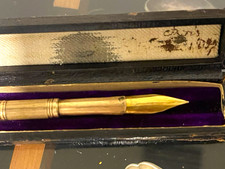 Rare Antique Victorian Edward Todd & Co. Mother-of-Pearl Gold Dip Pen Set with O picture