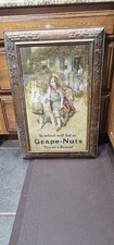 1910s ORIGINAL ANTIQUE GRAPE NUTS TIN LITHO ADVERTISING SIGN To School Well Fed picture