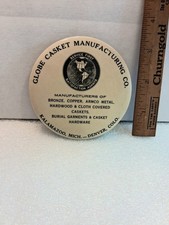 Vtg Globe Casket Mfg Co. Adv Celluloid Pocket Mirror Kalamazoo MI Denver CO Rare picture