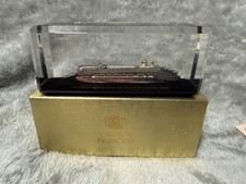 VINTAGE CROWN PRINCESS INAUGURATION 1990 CRUISE SHIP ENCASED LUCITE PAPERWEIGHT picture