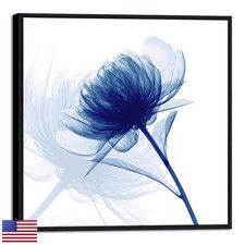 Pyradecor Blue Flickering Flower Grace Canvas Prints Black Frame One Panel for picture
