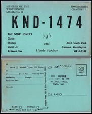 1960s Tacoma Washington QSL postcard KND-1474 Westerners Local 10 Jones family picture