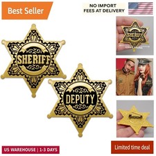 1 PCS Sheriff Badge and 1 PCS Deputy Sheriff Badge, Metal Star Police Badges picture