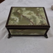 Vtg Large Italian Onyx Trinket Box Reuge Music Box Hinged Chiarugi Firenze picture