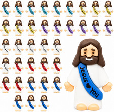 36 Pack Little Jesus Figurines in Bulk, Jesus Loves You Figures, Small Jesus Fig picture