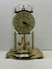 Large 12in Glass Dome Elgin Quartz anniversary torsion desk shelf mantle clock  picture