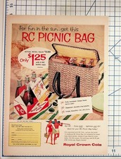 1958 Royal Crown Cola RC Picnic Bag Vintage Magazine Ad Offer Ephemera picture