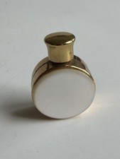 Vintage Small Perfume Bottle Gold Tone Mother of Pearl 1.75” picture