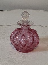 Vintage Fenton Cranberry Melon Glass Perfume Bottle with Stopper picture