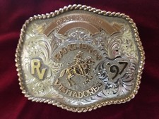 RARE Skyline Buckle Sterling RANCHEROS VISTADORES World Champion HARLEY MAY. picture