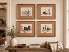 William T Zivic 1968 Original Watercolor Ink Western Art Set of 4 Framed picture