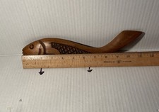 Vintage Handcrafted Wooden Bottle Opener Carved Fish Folk Art Congo Barware picture