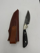 Chris Peterson Custom Hand Forged Damascus Knife Fuffalo Horn Fixed Blade Sheath picture