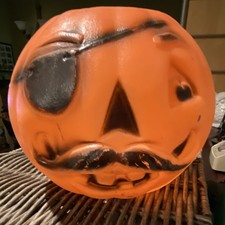 Vintage 1980s Pirate Jack-O'-Lantern Pumpkin Blow Mold, Corded Indoor/Outdoor picture