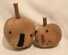 Primitives By Kathy Dark Orange Pumpkin Head Set 2 Sitter Rustic Halloween Decor picture