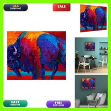 Trademark Fine Art Abstract Bison by Marion Rose Wood Slats 18x22 Multi-Color picture