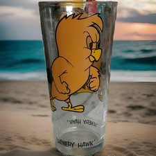Pepsi Collector Series Henery Hawk Warner Bros Clear Yellow 1973 Soda Glass picture