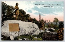 Gettysburg PA Little Round Top and Gen Warren Statue Postcard J46 picture