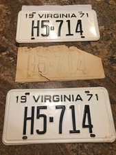 1971 Virginia PAIR License Tags Plates. H5-714 Va. New NOS picture