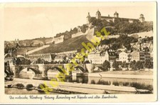 Würzburg postcard fortress Käppele old Main bridge railway postmark train stamp postcard picture