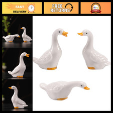 Set of 3 Mini Ceramic Duck Goose Statues - Small Garden Decor, Fairy Accessories picture