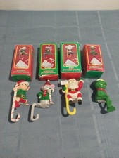 Vintage Plastic Christmas Stocking Hangers Elf ,Mouse, Santa ,Frog Hong Kong  picture
