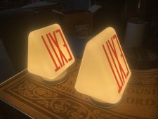 2 Antique Exit Sign White Glass Shade Wall Sconce Light Fixture, Wired picture