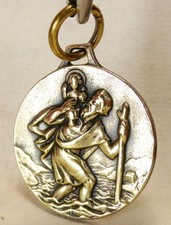 RARE WWII Chaplains Vintage Catholic St. Christopher D-day 1944 Protection Medal picture