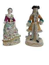 Set of 2 Rare Antique Victorian Couple Meissen Style Figurines Figures Vintage picture