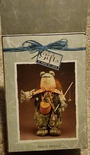 Vintage NOS My Collection 1996 Fishing Frog Shelf Sitter Plush Sealed Plastic picture