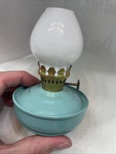 VINTAGE Mini KELLY Blue PIXIE WEIGHTED NURSERY OIL LAMP Made In England picture