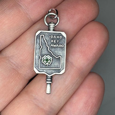Vintage Idaho 4-H Key Award Silver Town Fob Medal picture