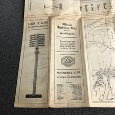 1922 Automobile Club of Western Washington Official Highway Map AAA Vintage RARE picture