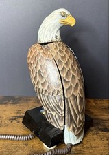 Vintage TeleMania Wooden Bald Eagle Landline Phone Patriotic Americana Untested picture