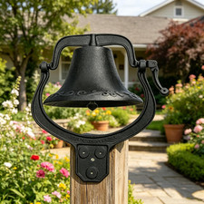 14 Inch Outdoor Cast Iron Dinner Bell for Ranch Garden Rustic Decor picture