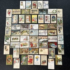 Antique Christmas New Year Postcard Lot Of 60 Early 1900’s Embossed Santa Claus picture